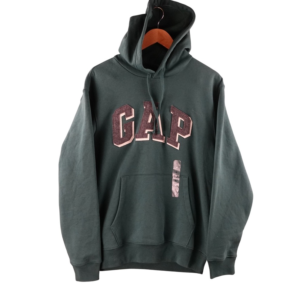 NEW Gap Arch Logo Hoodie Mens Medium Forest Green Fleece Pullover Sweatshirt‎